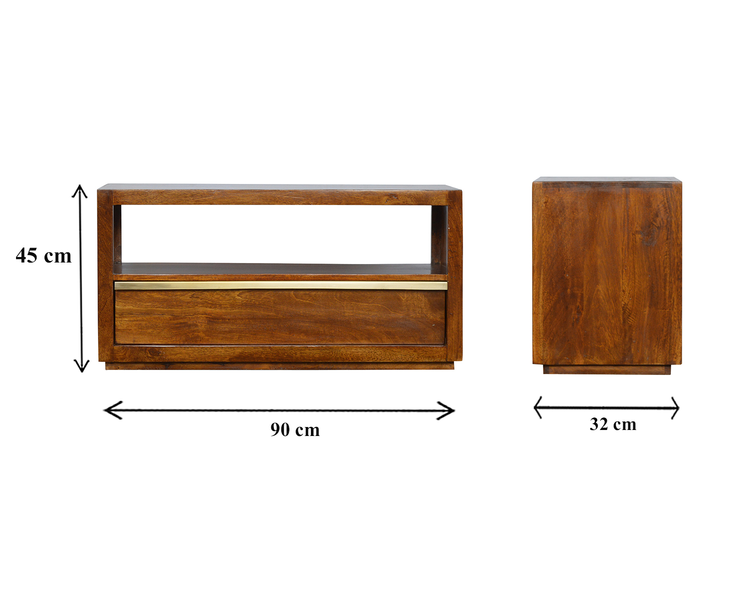 Size chart for Gold Bar Chestnut TV Unit Chest of Drawers