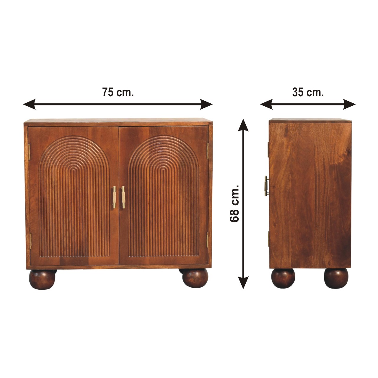 Size chart for Chestnut Carved Ball Cabinet
