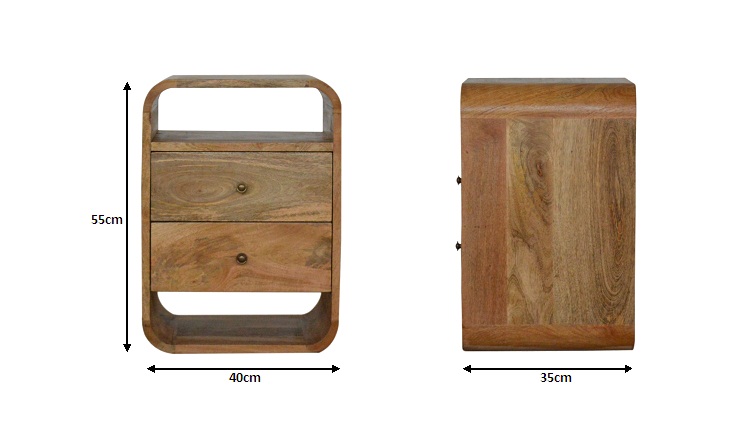 Size chart for London Bedside with 2 Drawers