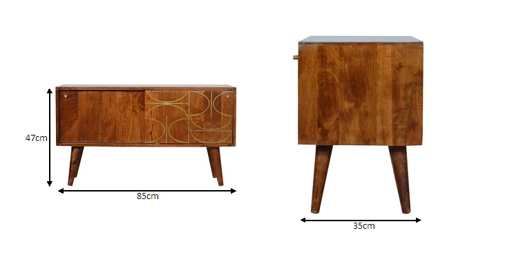 Size chart for Chestnut Abstract Inlay Sideboard