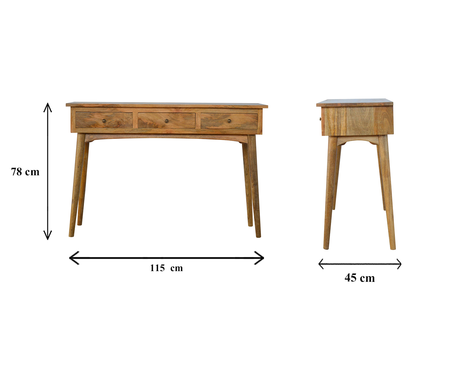 Size chart for Large 3 Drawer Console