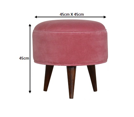 Size chart for Pink Velvet Nordic Style Footstool | Cotton Velvet