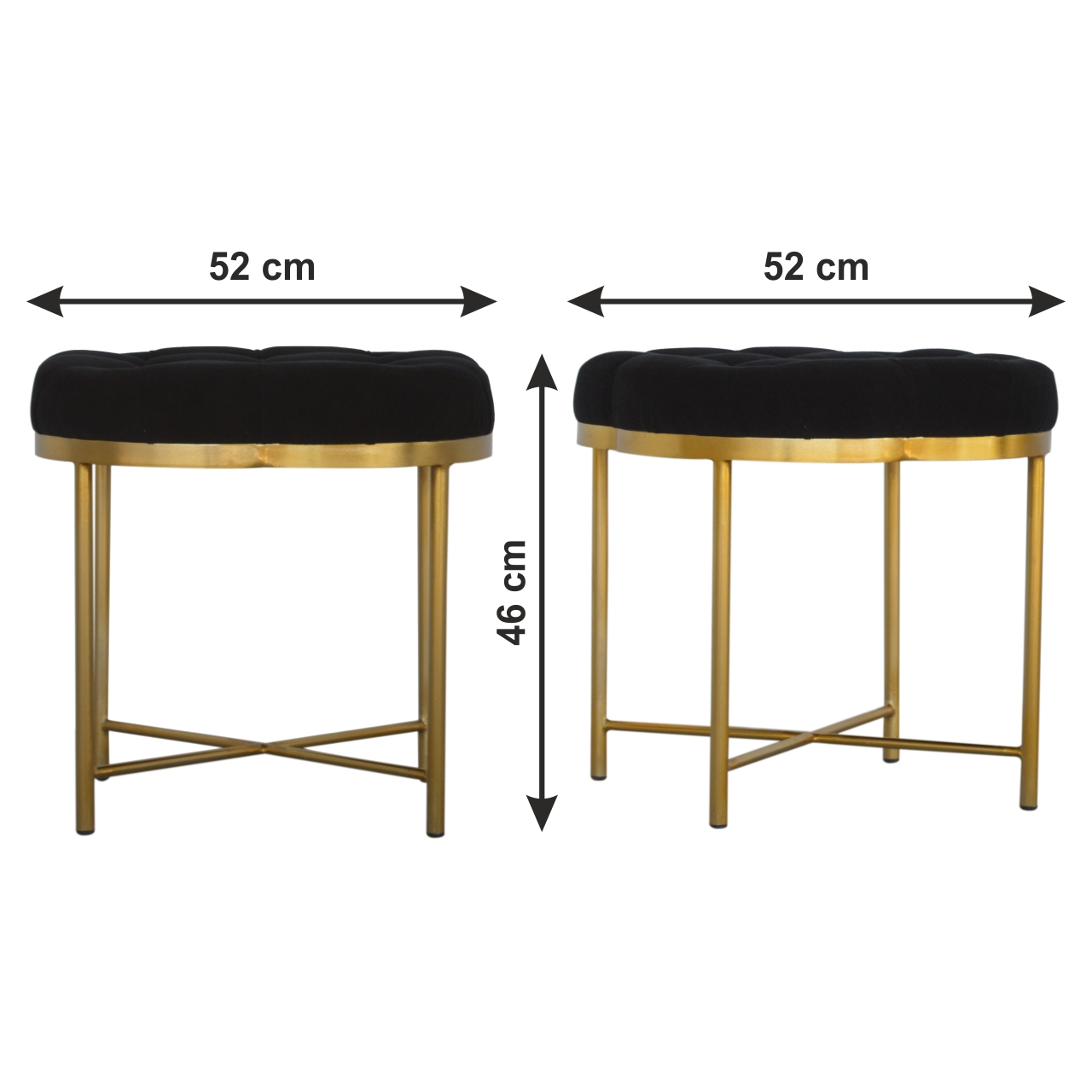 Size chart for Clover Black Velvet Footstool
