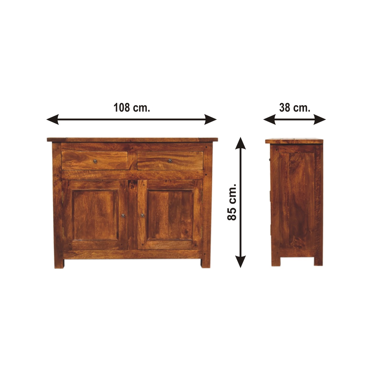Size chart for Chestnut Sideboard with 2 Drawers
