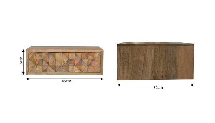 Size chart for Floating Diamond Carve Bedside Table