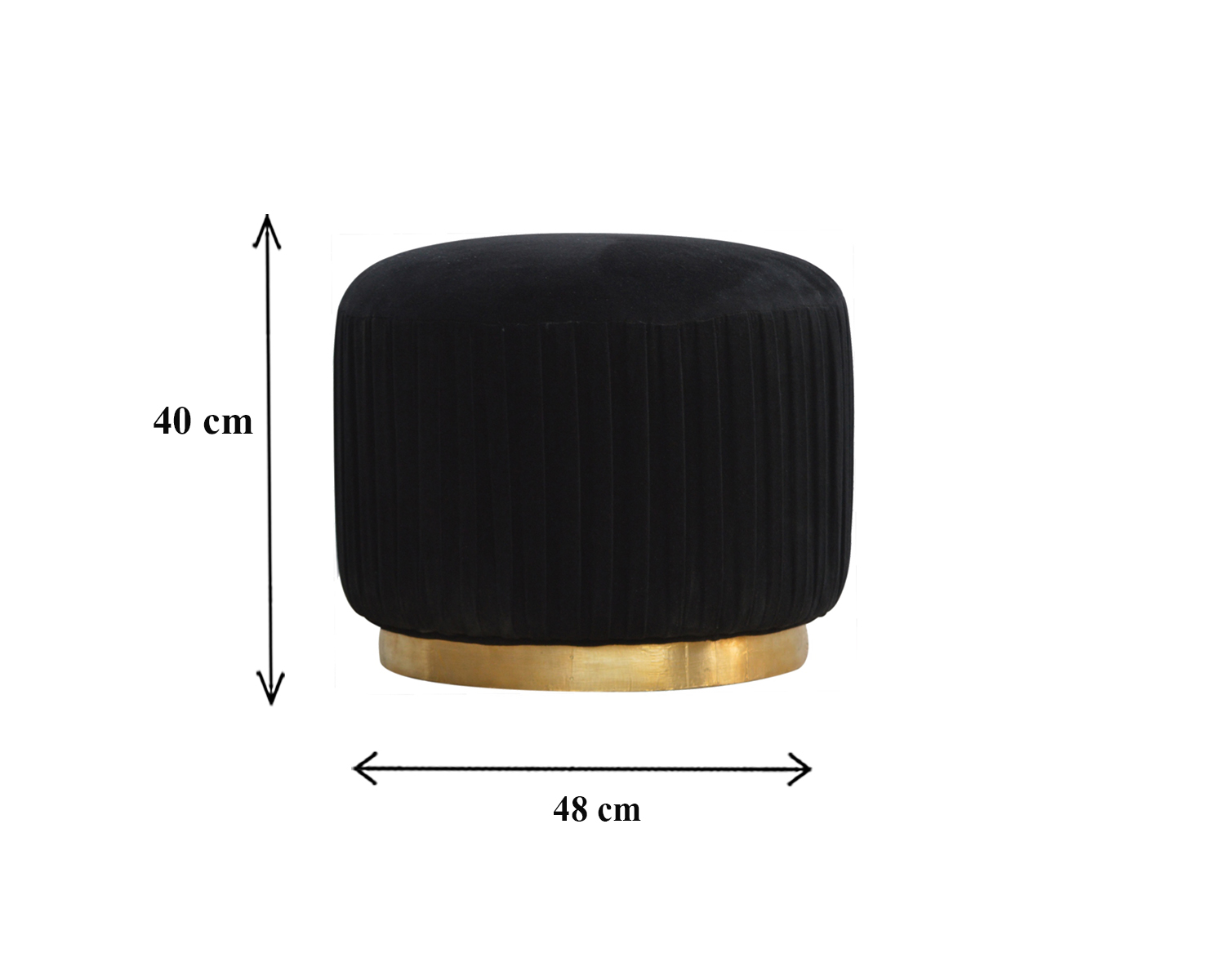 Size chart for Black Velvet Pleated Footstool | Cotton Velvet