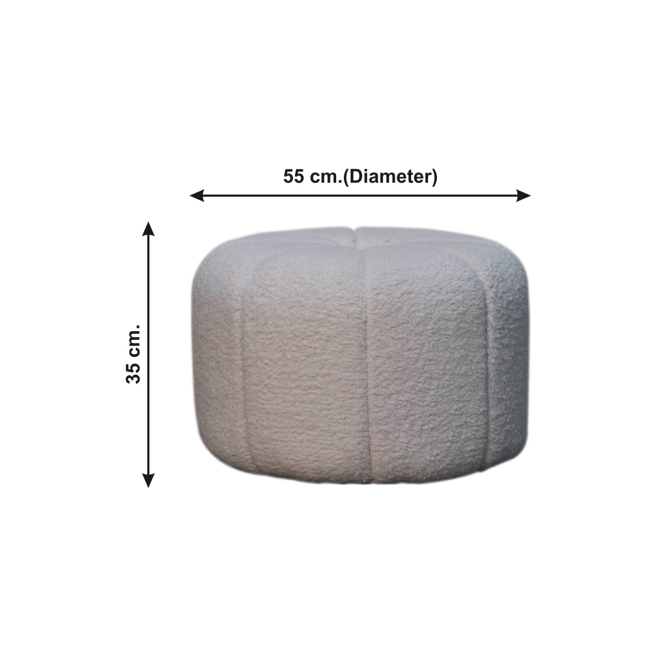 Size chart for White Boucle Circus Footstool