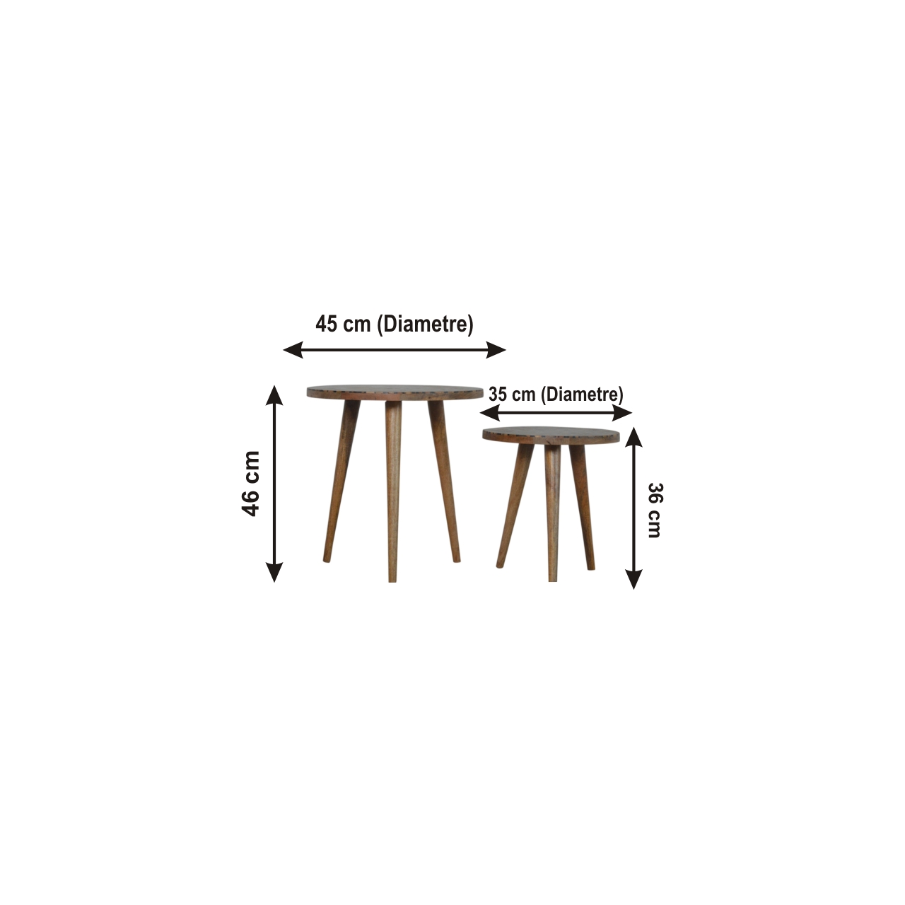 Size chart for Tree Trunk Footstool Set of 2 Storage Bench