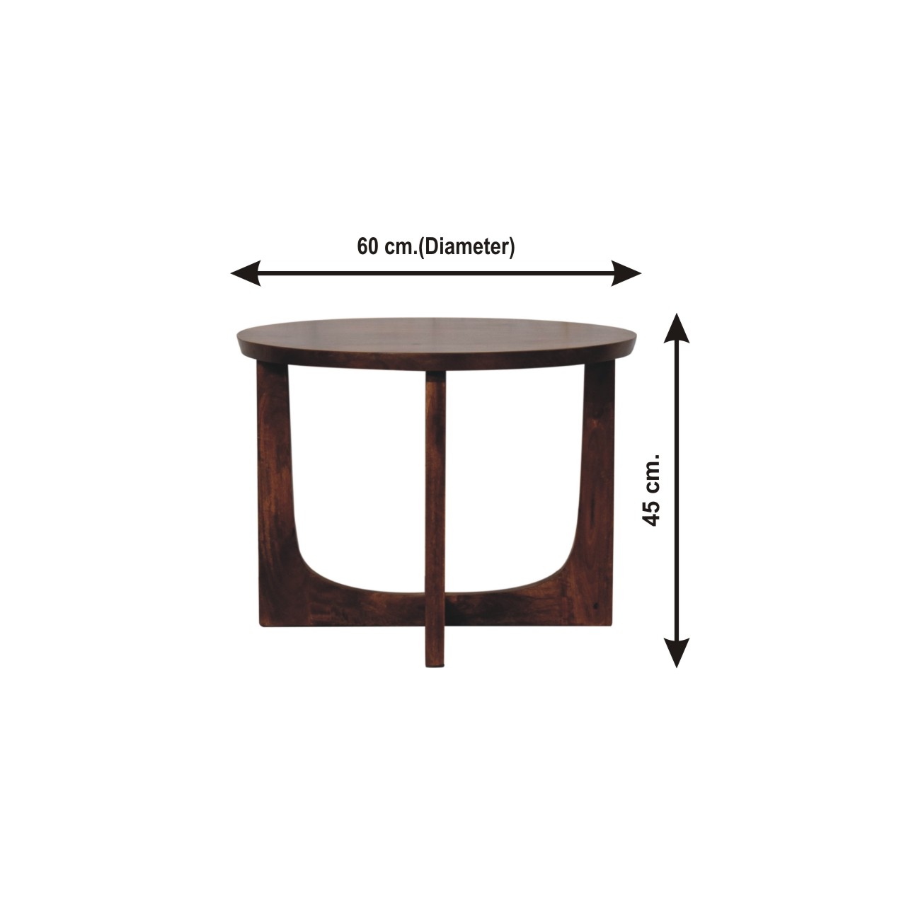 Size chart for Lulu Side Table Accent Piece | Chestnut Solid Mango Wood