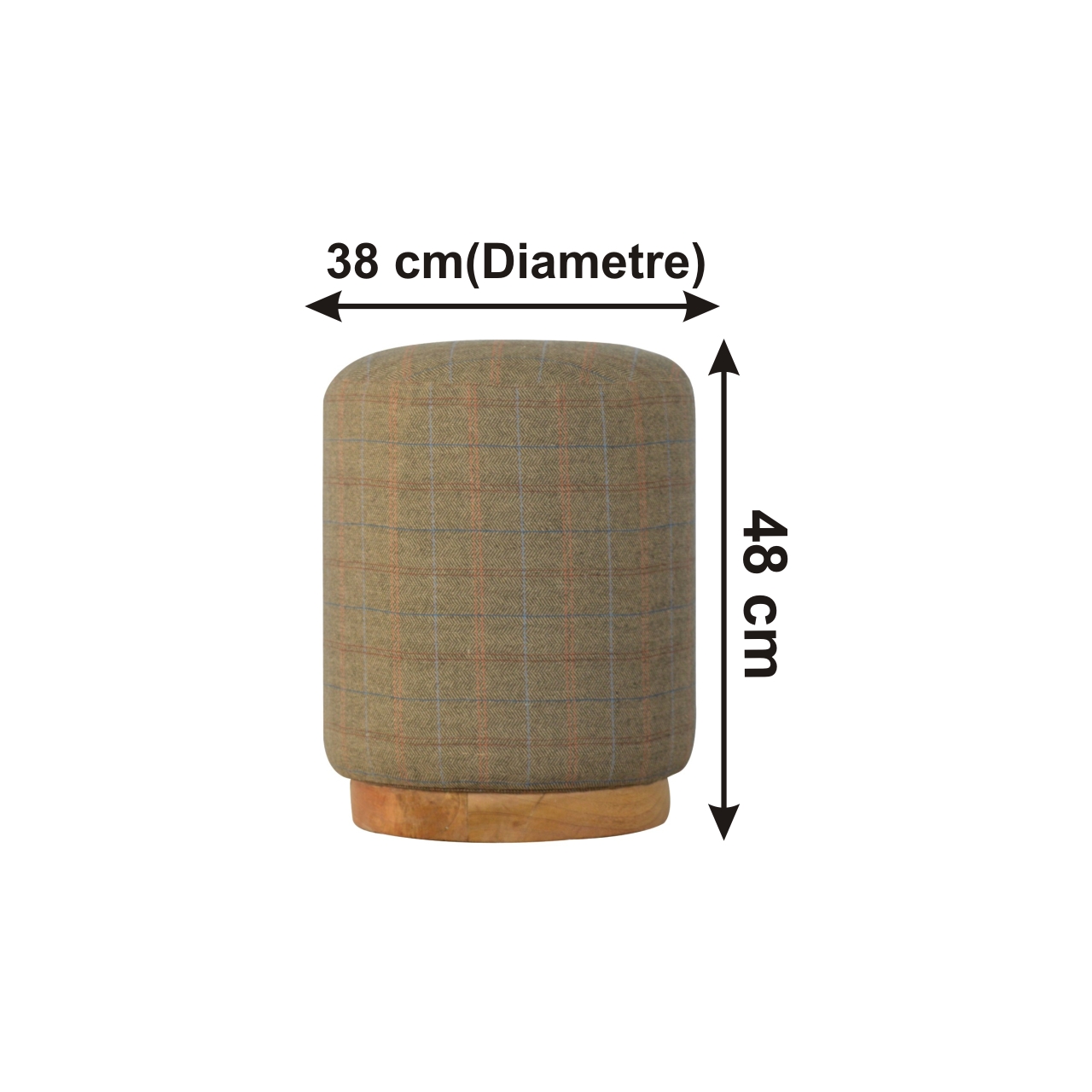 Size chart for Multi Tweed Round Footstool