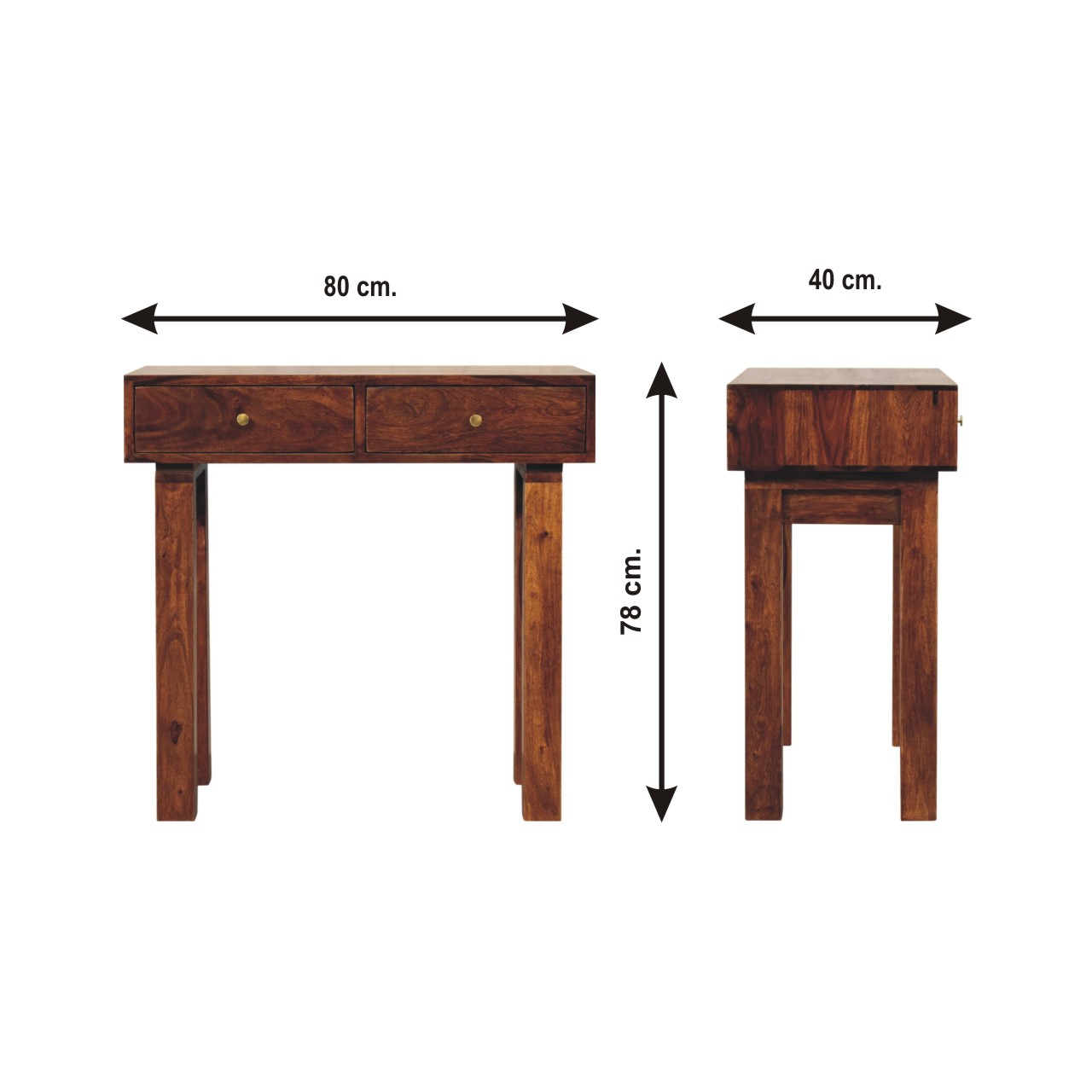 Size chart for Tula Console Table | Chestnut Solid Mango Wood