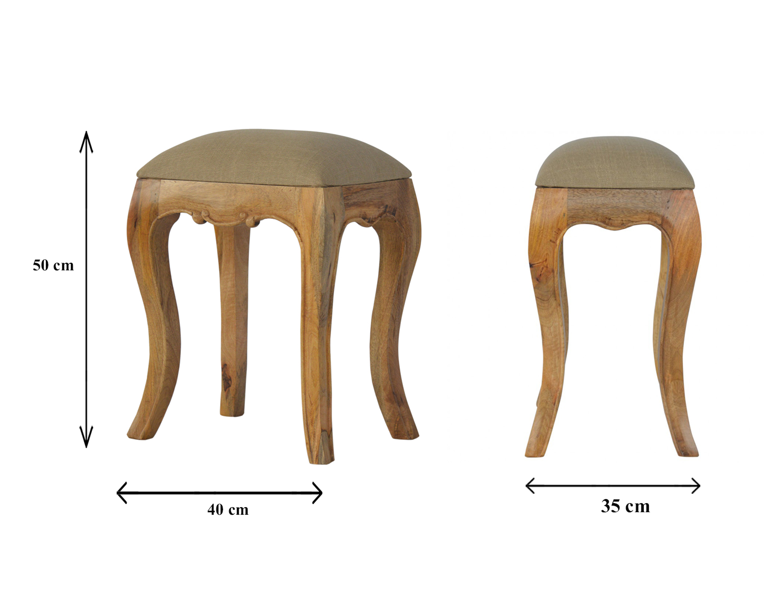 Size chart for Chantilly Mud Linen Stool