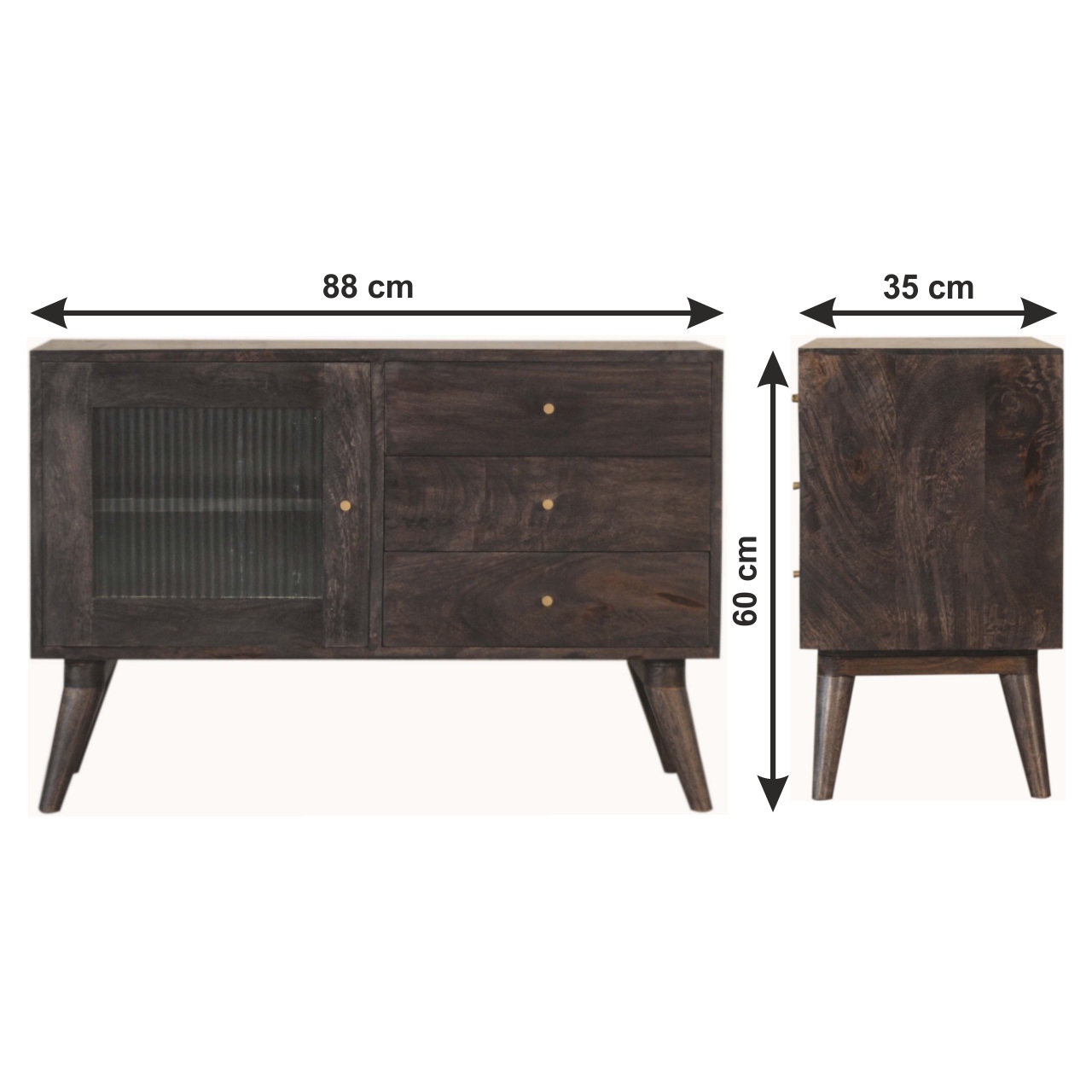 Size chart for Havana Cabinet with 3 Drawers