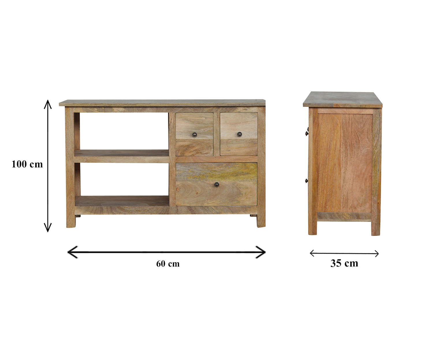Size chart for 3 Drawer Country Media Unit