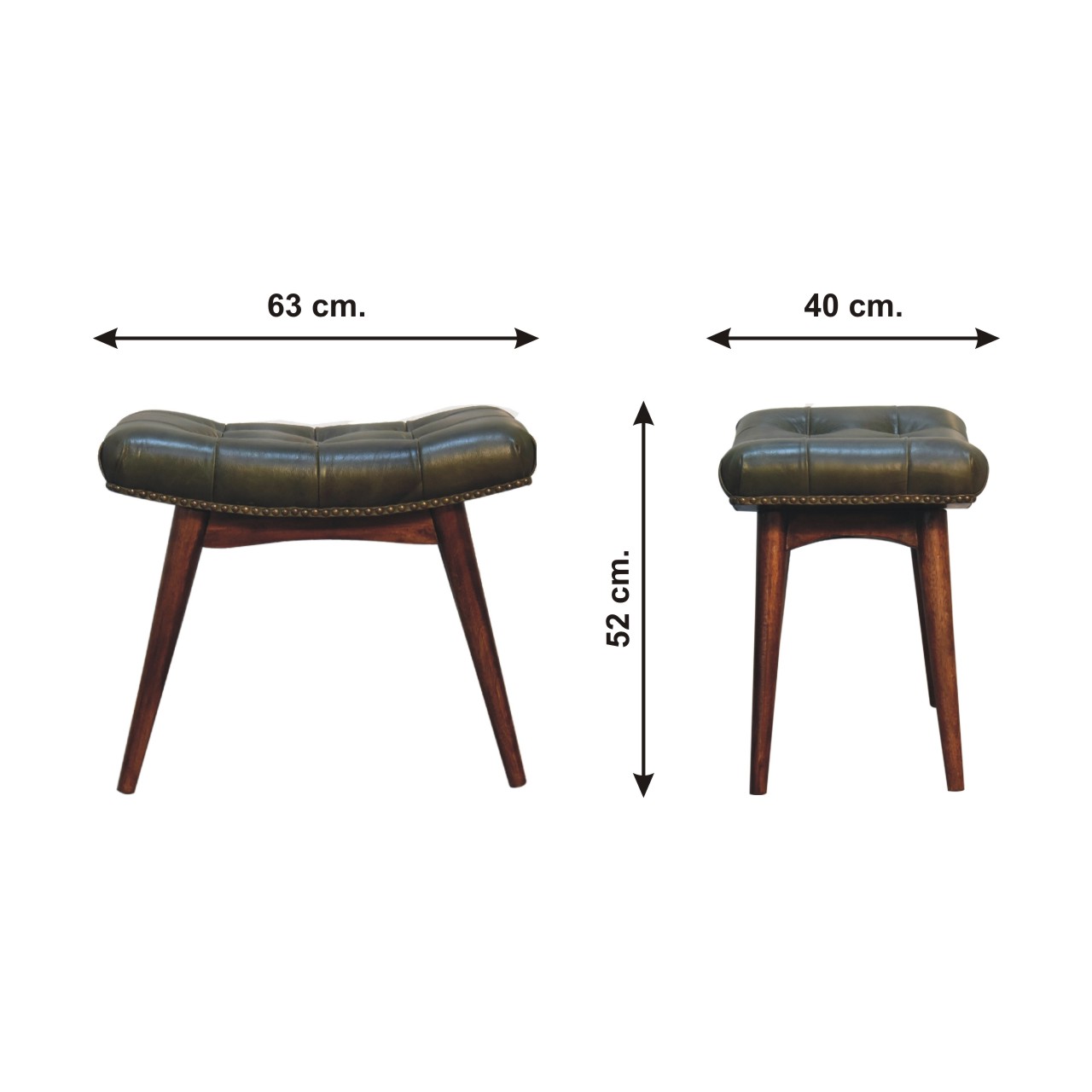 Size chart for Harbour Green Footstool | Buffalo Leather