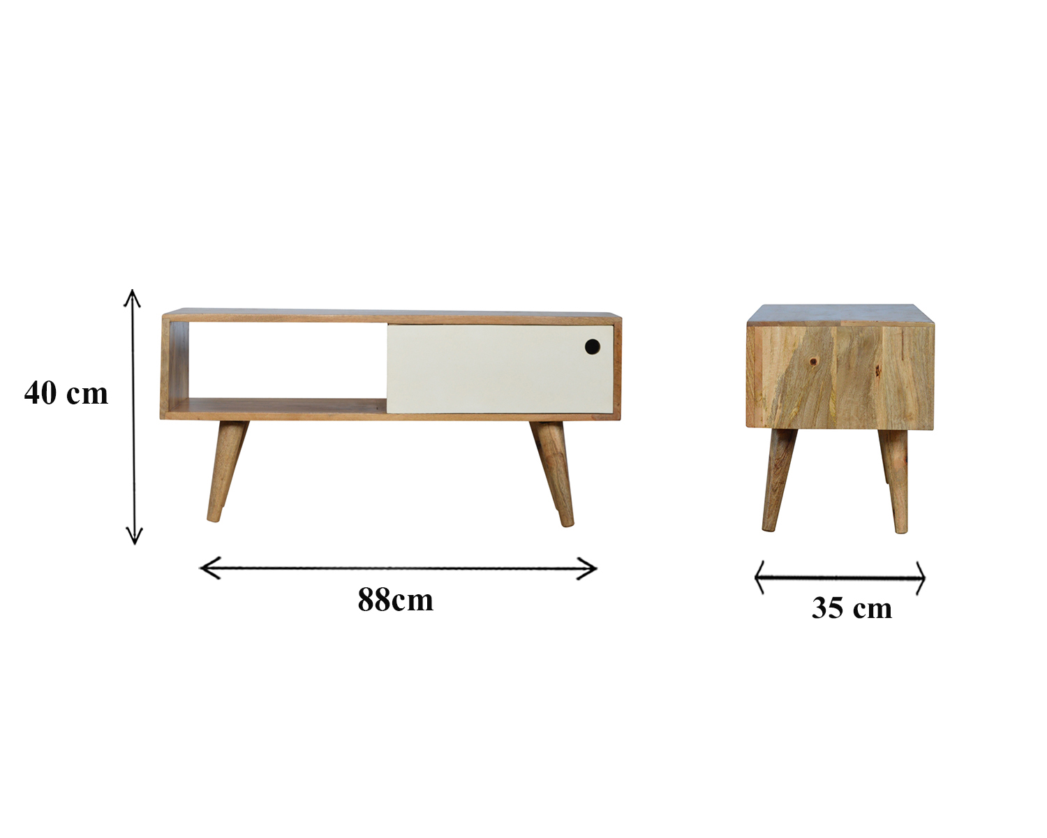 Size chart for White Sliding TV Media Unit