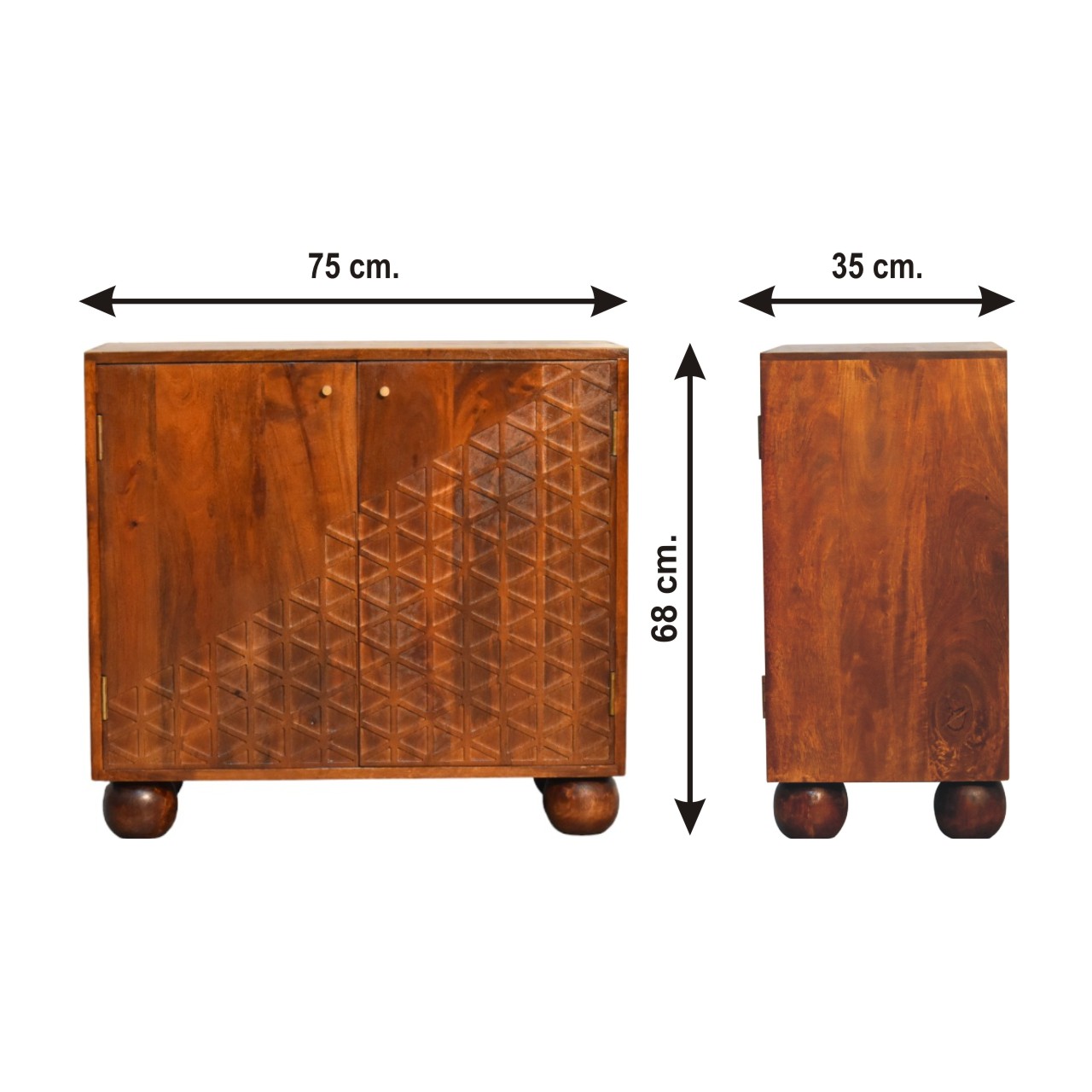 Size chart for Chestnut Dice Cabinet
