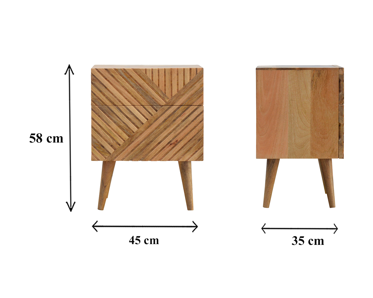 Size chart for Lille 2 Drawer Oak-ish Bedside