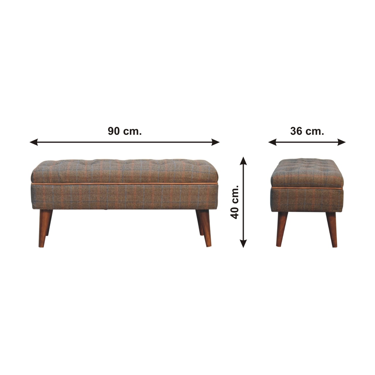 Size chart for Multi Tweed Buffalo Pipe Bench