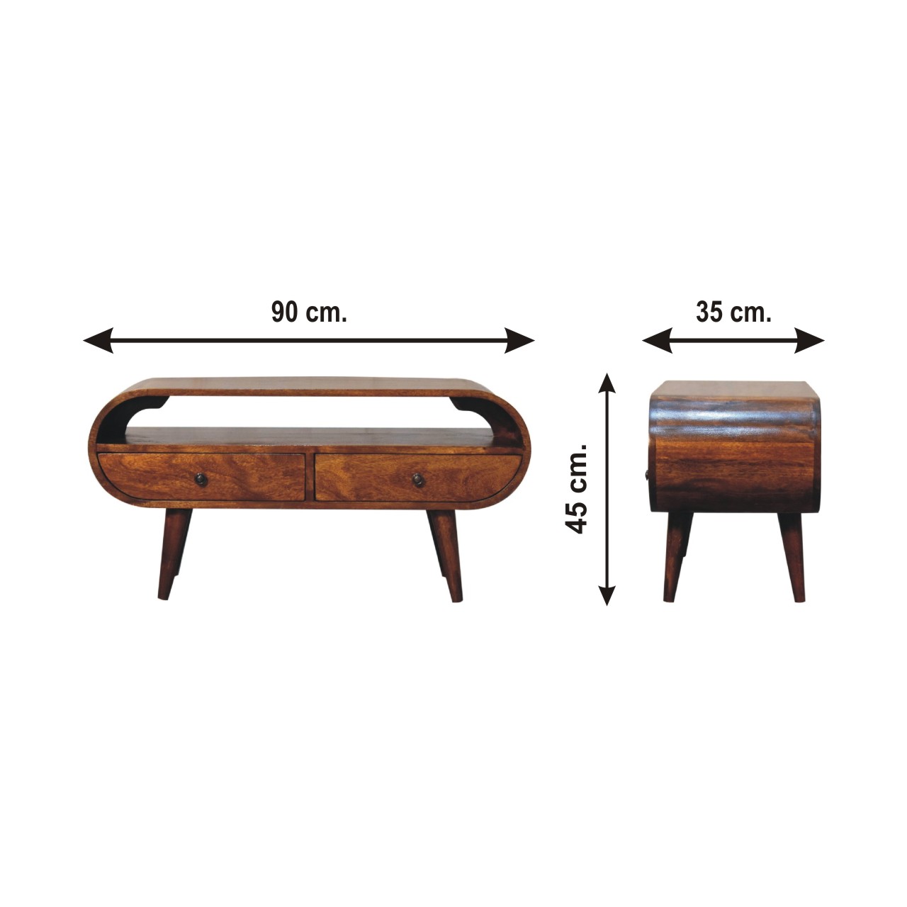 Size chart for Chestnut Circular TV Stand Chest of Drawers