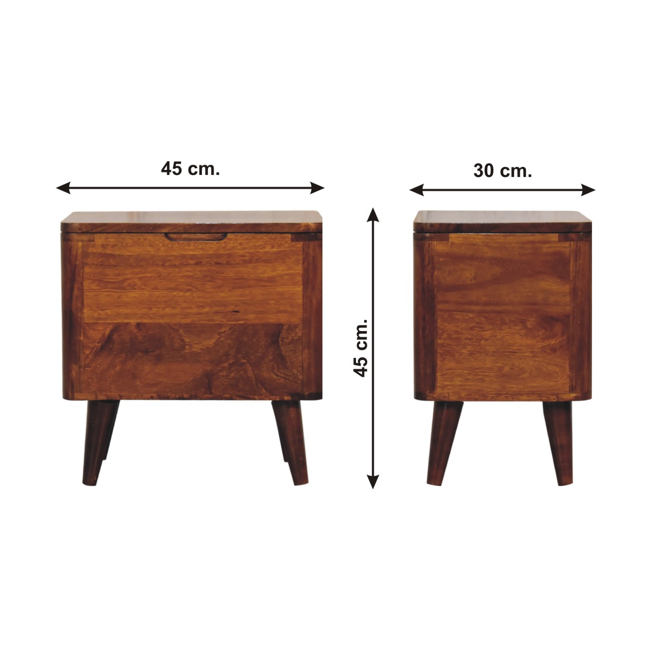 Size chart for Chestnut Lid-up Storage Stool