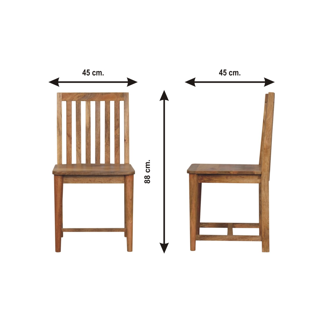 Size chart for Ariella Dining Chair | Oak-Ish Mango Wood