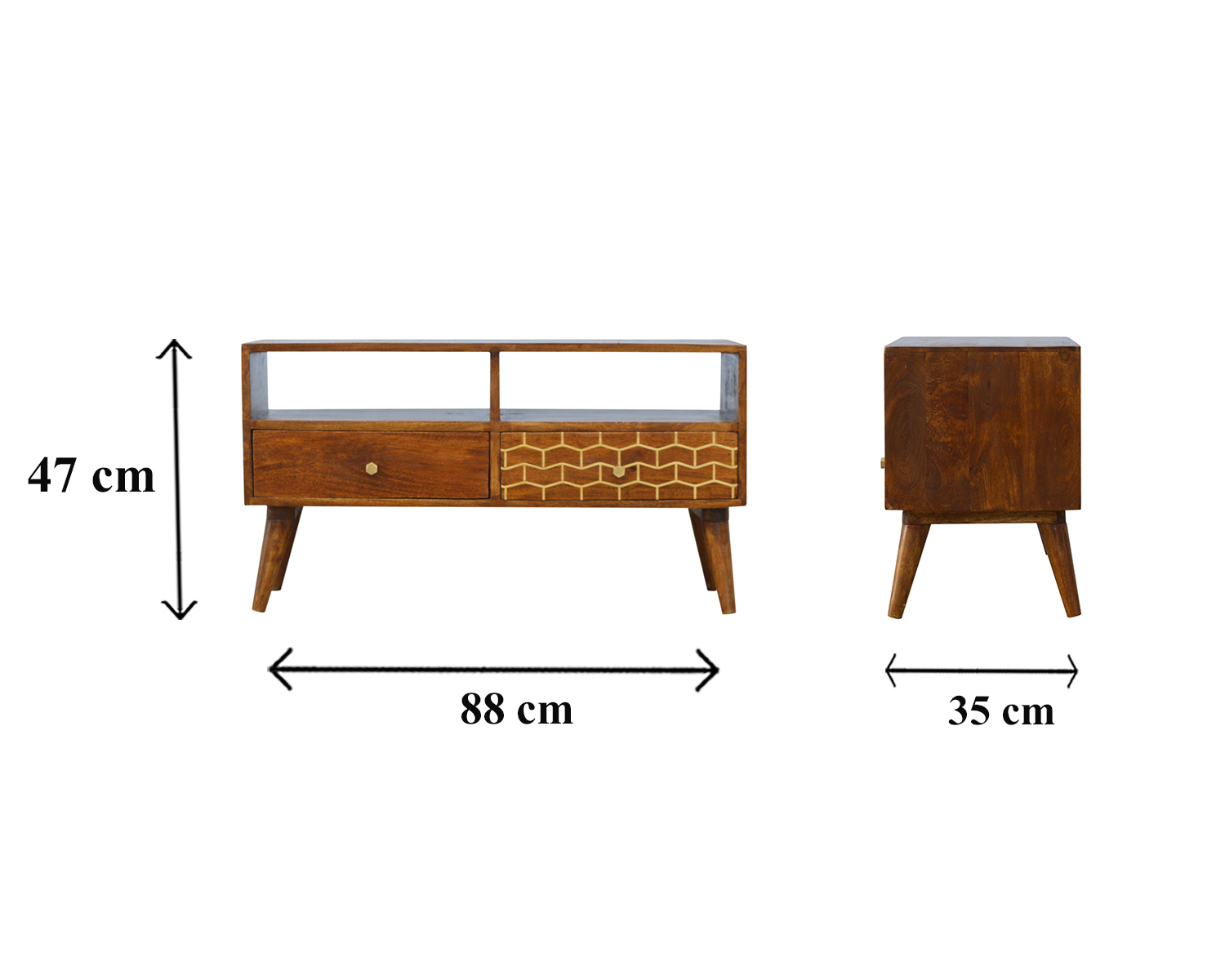 Size chart for Gold Art Pattern Drawer Media Unit