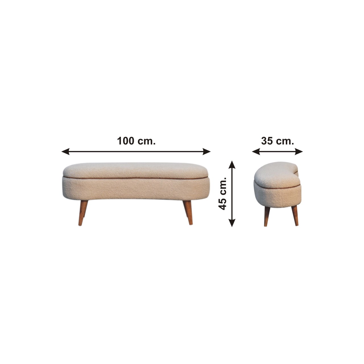 Size chart for Serenity Bench | Boucle