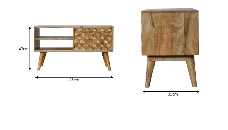 Size chart for Diamond Carved Oak-ish Media Unit