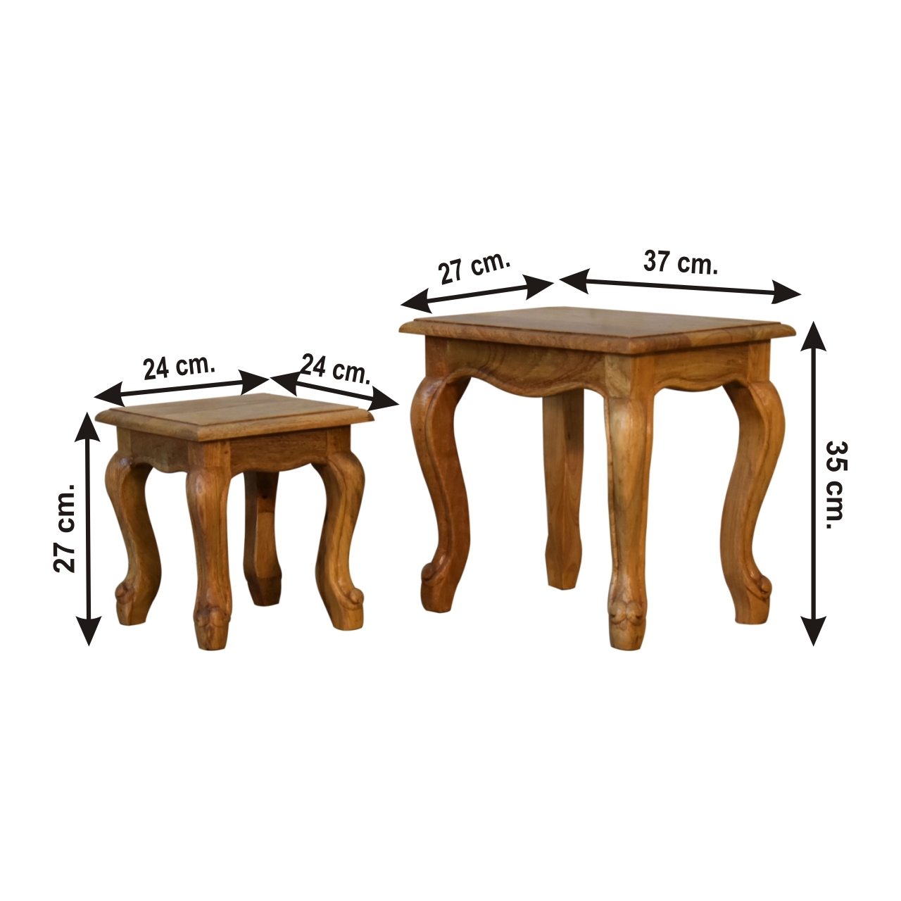 Size chart for Oak-ish French Style Stool Set Footstool