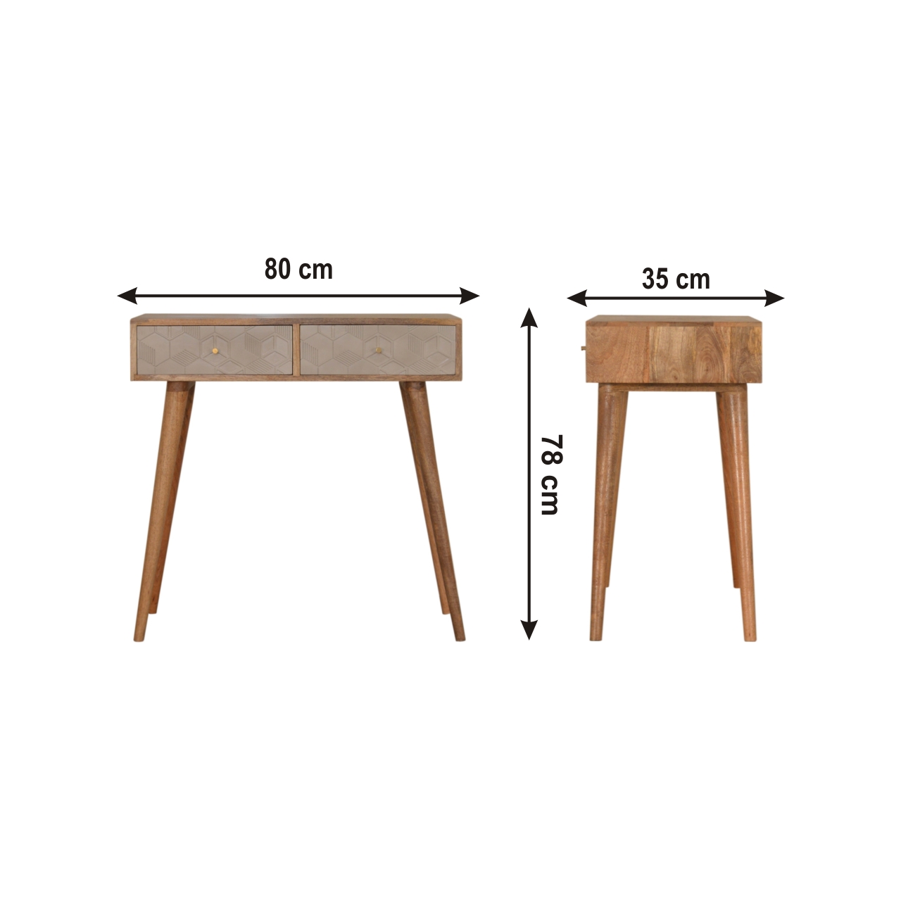 Size chart for Acadia Console Table
