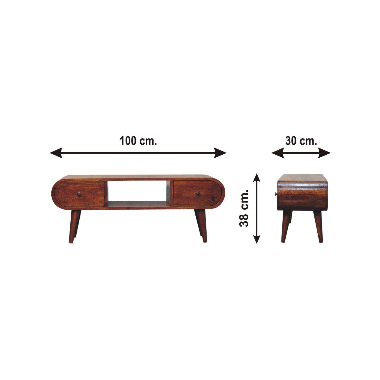 Size chart for London Chestnut TV Stand