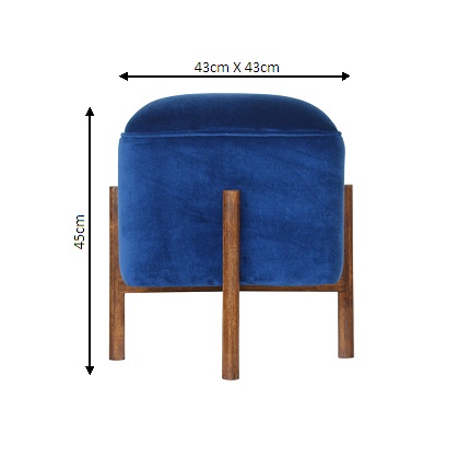 Size chart for Solid Wood Royal Blue Velvet Stool