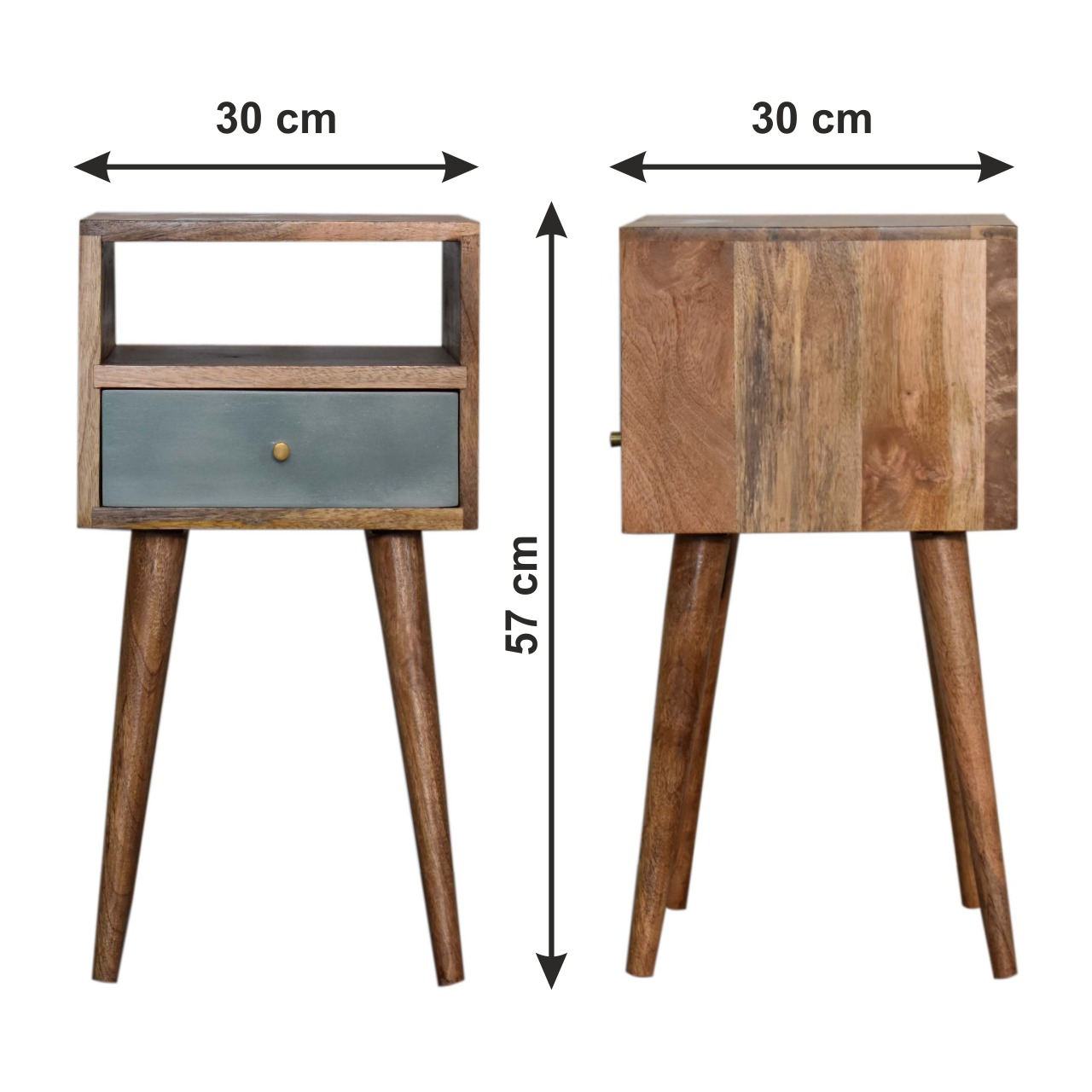 Size chart for Mini Duck Egg Painted Bedside Table