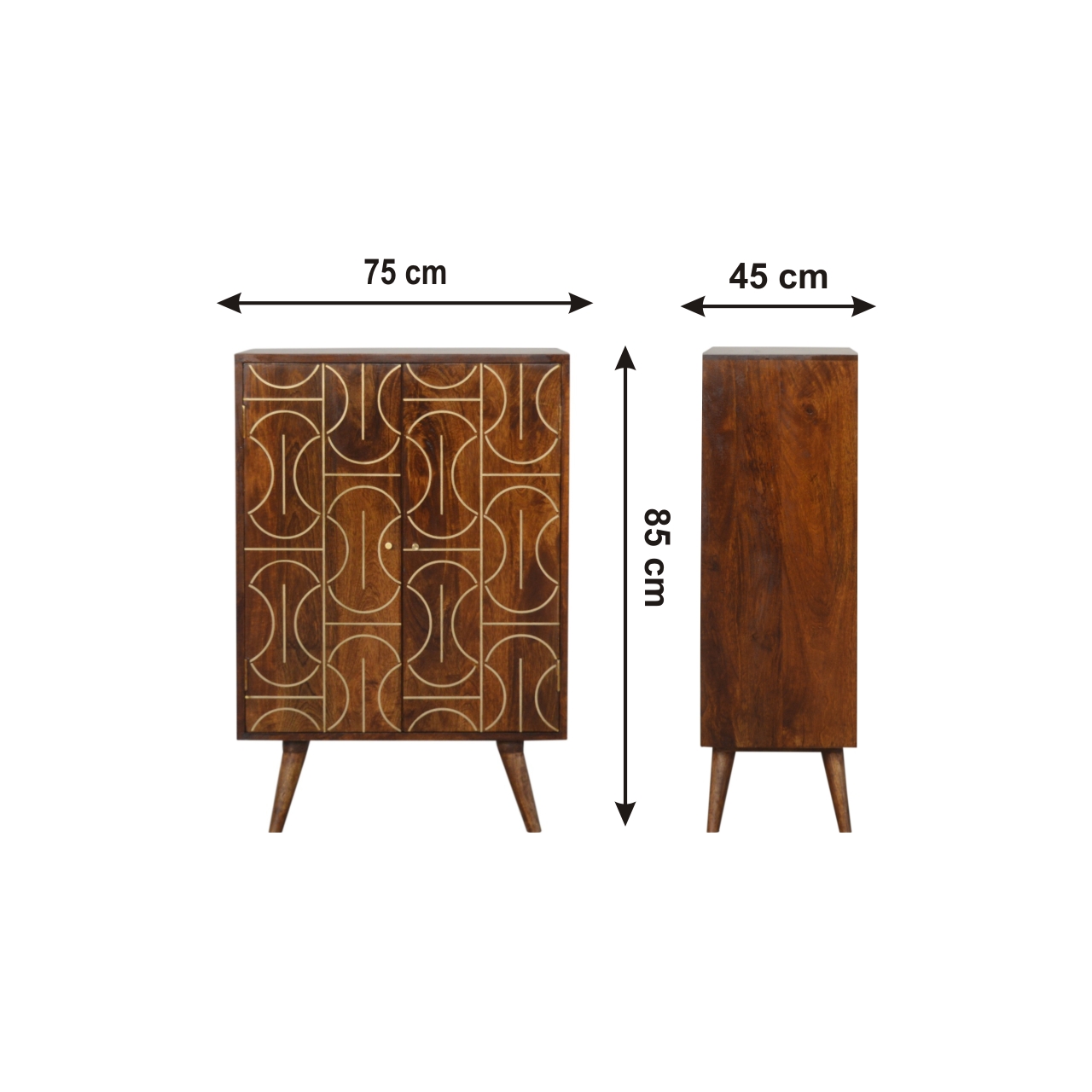 Size chart for Chestnut Inlay Abstract Cabinet