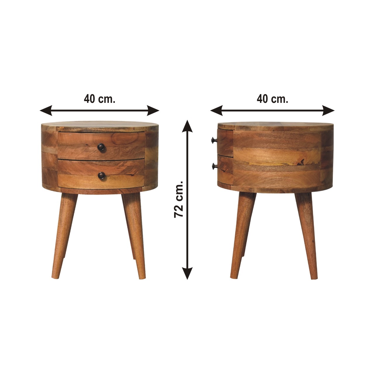 Size chart for Odyssey Oak-ish Bedside Table
