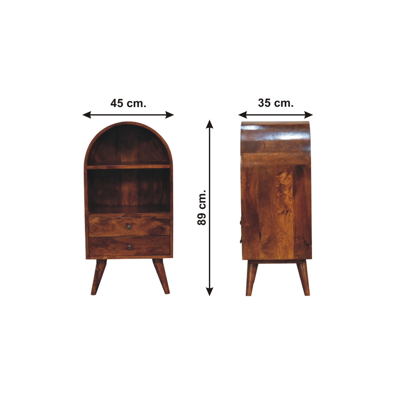 Size chart for Round Chestnut Display Cabinet