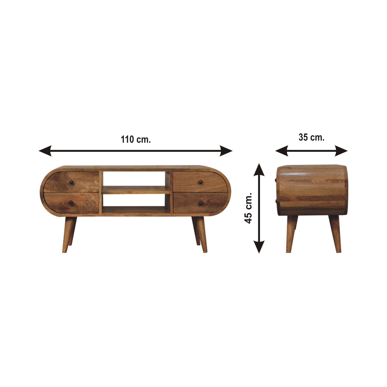 Size chart for Oak-ish Circular Media Unit with 2 Open Slots