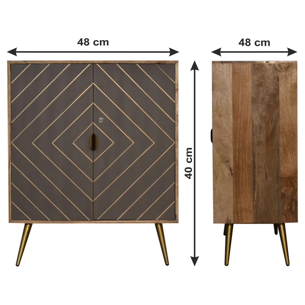 Size chart for Cement Brass Inlay Cabinet