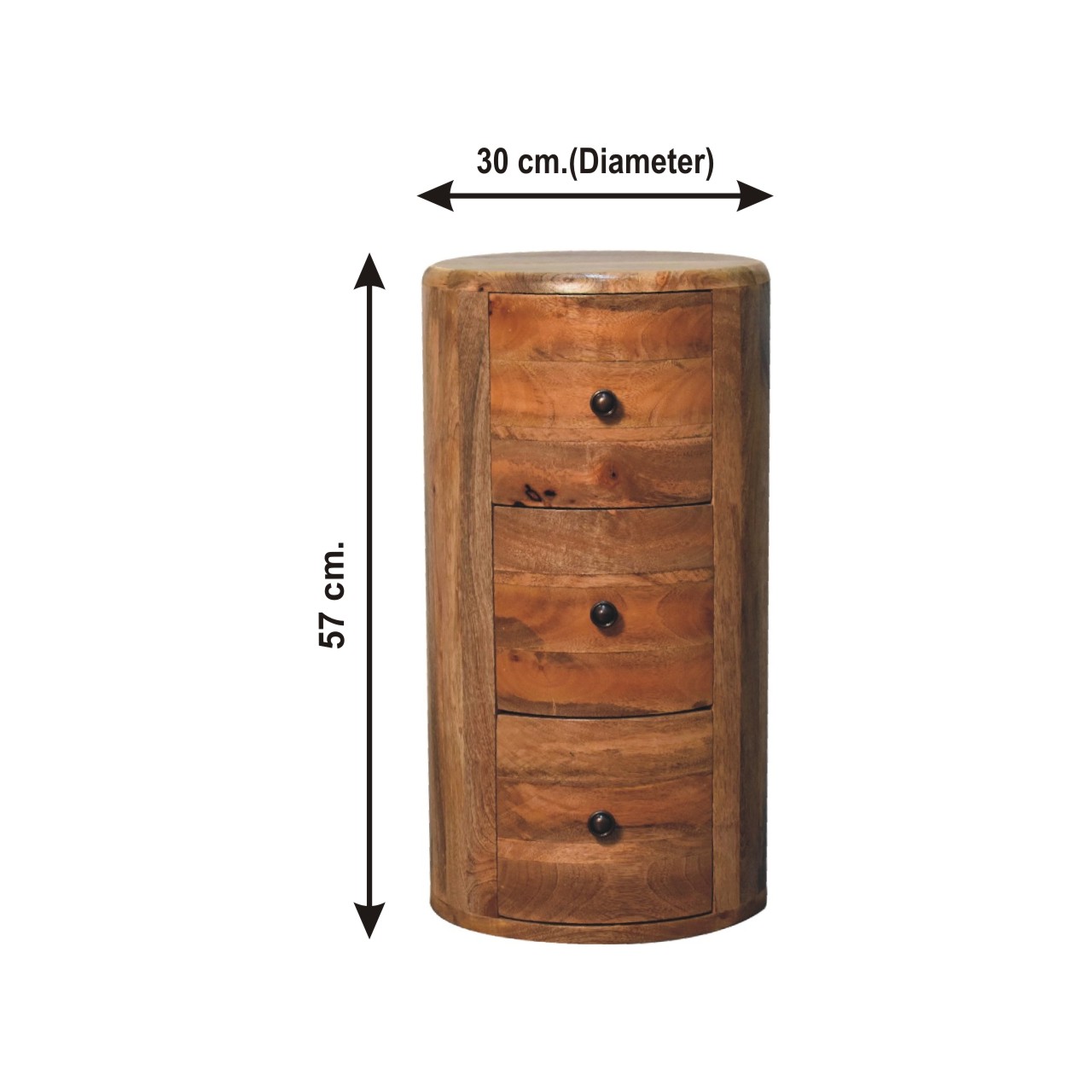 Size chart for Oak-ish Drum Storage Bench