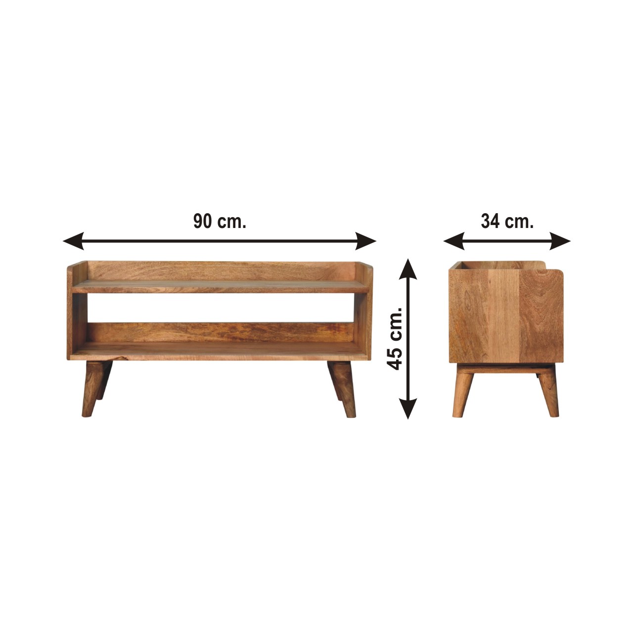 Size chart for Oak-ish Nordic Storage Bench | Hidden Storage