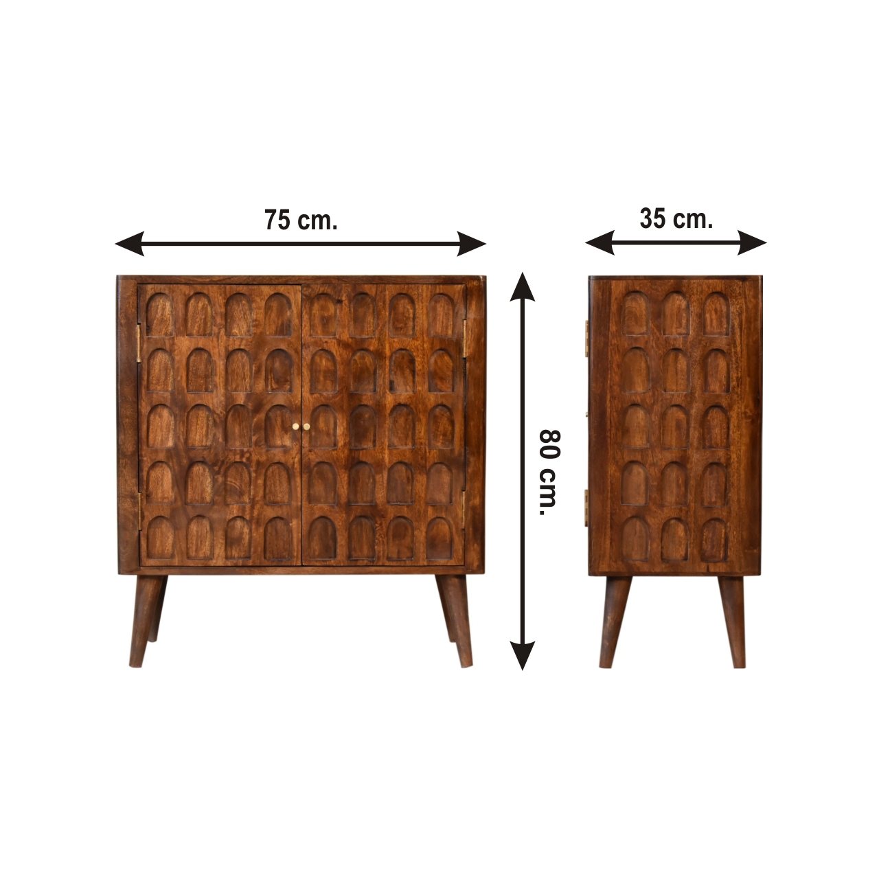 Size chart for Chestnut Arch Cabinet