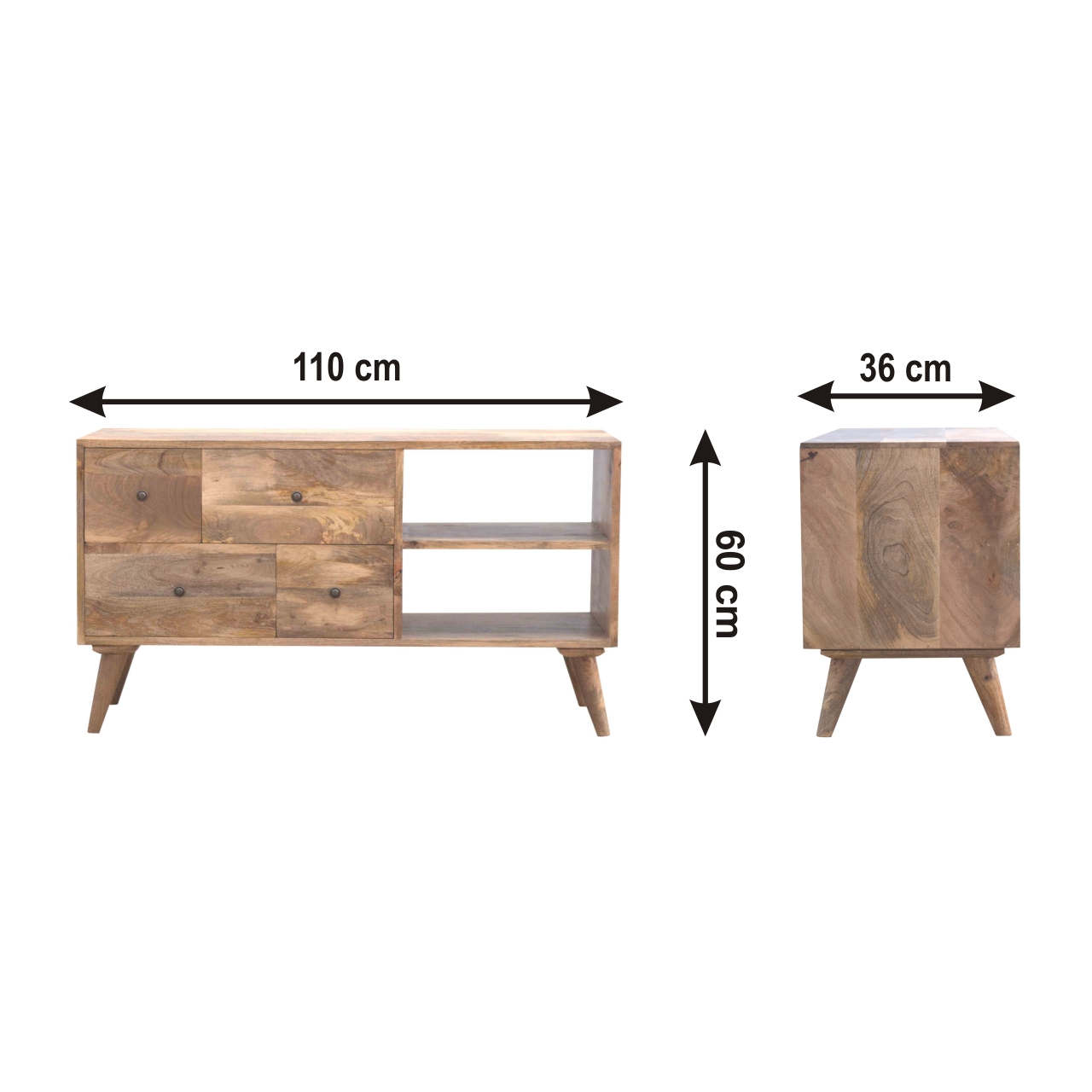 Size chart for Oak-ish Multi Drawer Media Unit