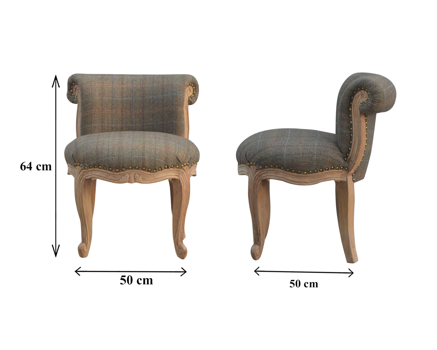 Size chart for Multi Tweed Studded Chair