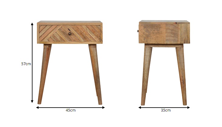 Size chart for Lille Bedside Table | Hand-Carved
