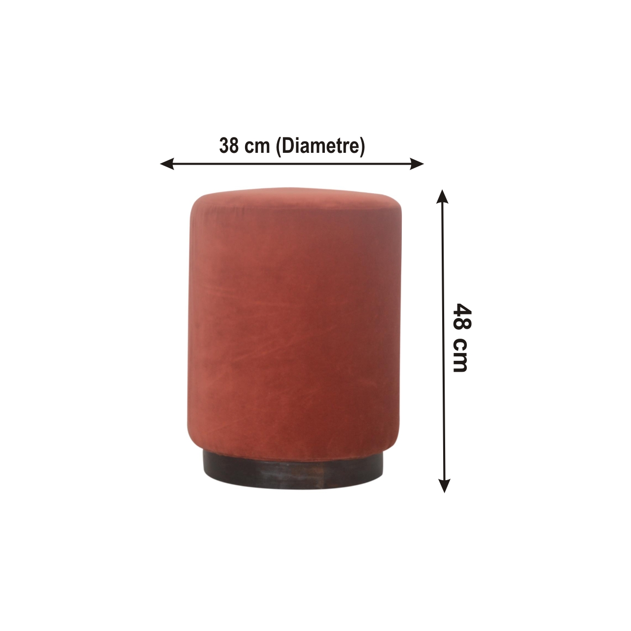 Size chart for Brick Red Footstool with Gold Base