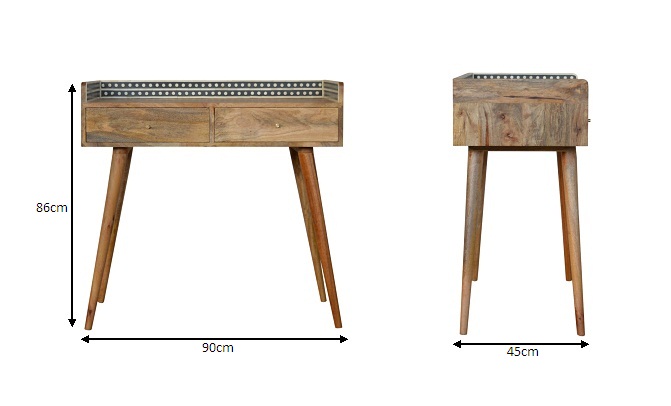 Size chart for Bone Inlay Gallery Console Table | Oak Solid Mango Wood