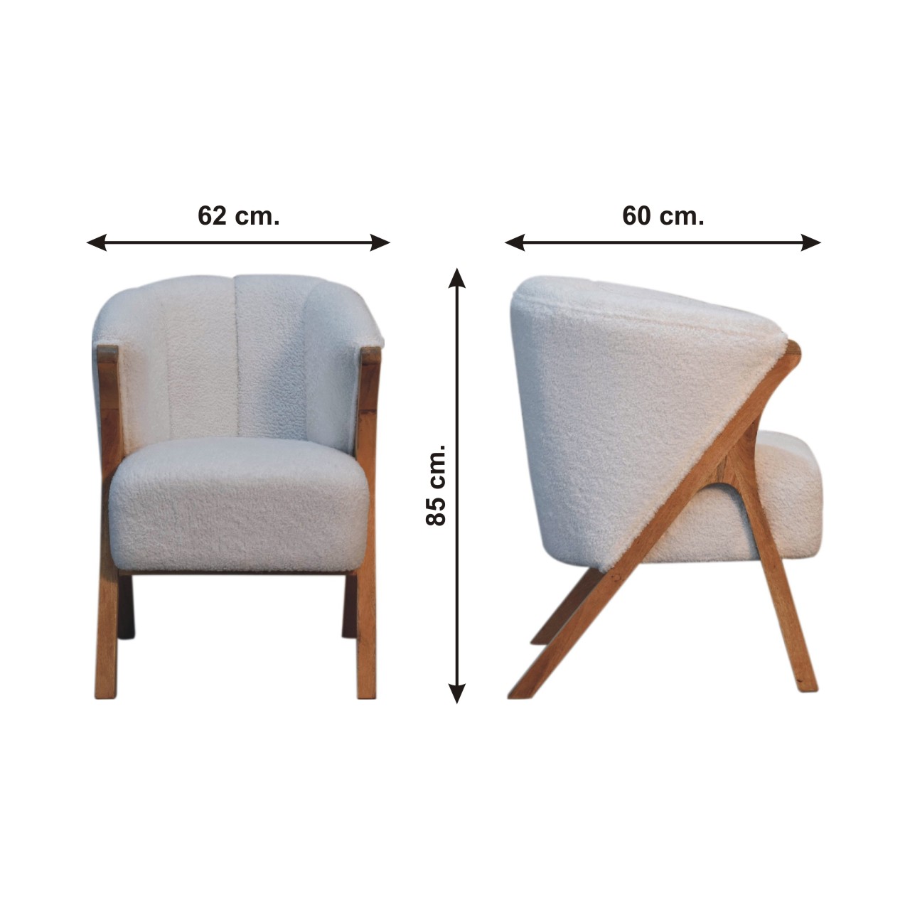 Size chart for White Boucle Minimalistic Chair