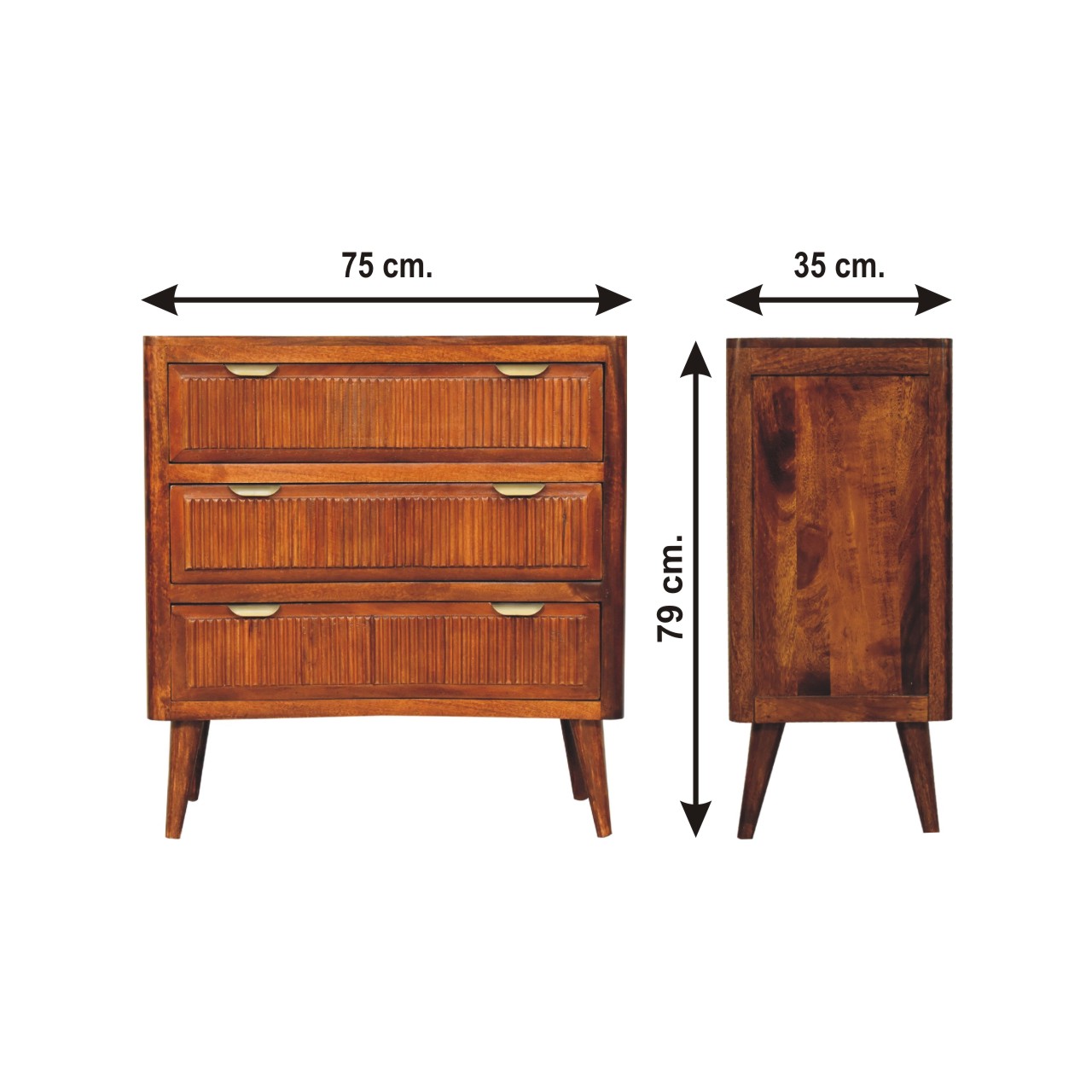 Size chart for Capri Chest of Drawers | Chestnut Mango Wood