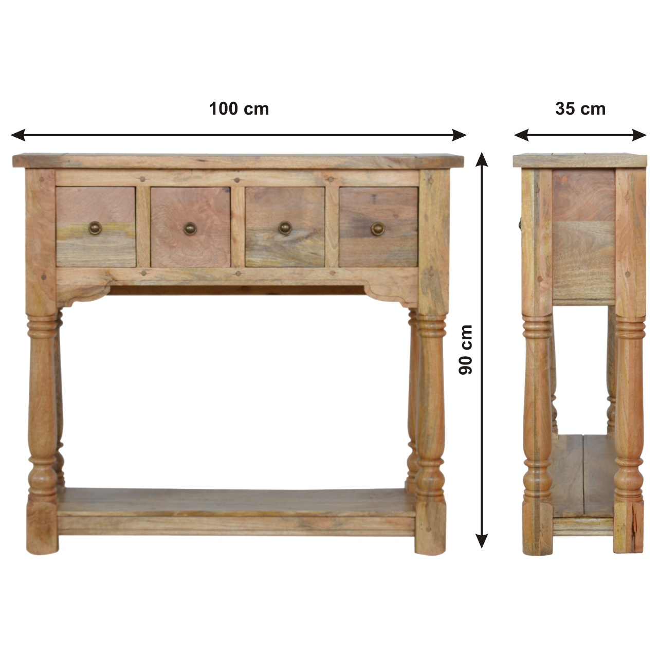 Size chart for Granary 4 Drawer Console Table
